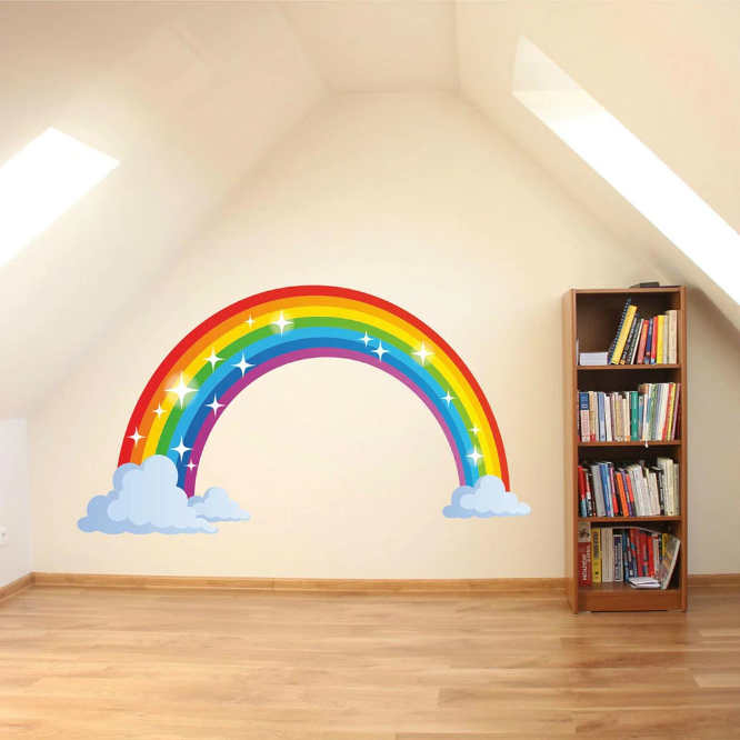 Adesivo Murales parete Cameretta bambina ARCOBALENO per Casa a Muro Wall Sticker