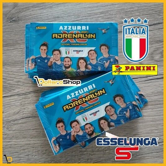 50x Bustine di Cards Adrenalyn XL AZZURRI Esselunga Calciatori Panini 2024 Carte