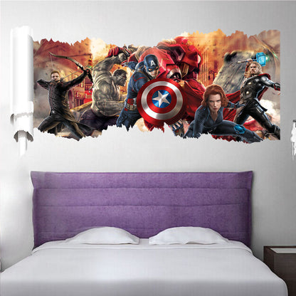 Adesivo Murales parete Cameretta bambini AVENGERS 3D Casa Muro Wall Sticker