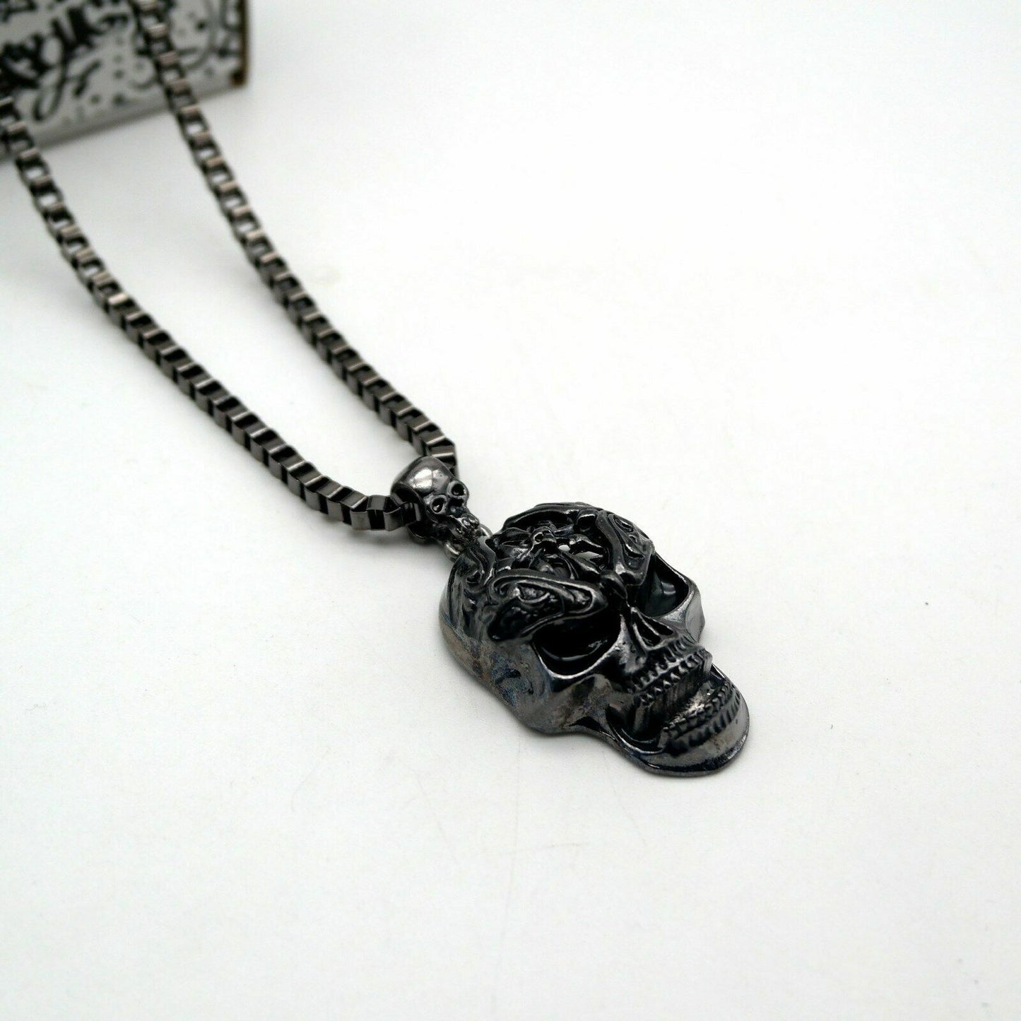 Collana con pendente Ciondolo Cranio Teschio SKULL Moda UOMO Rock Punk