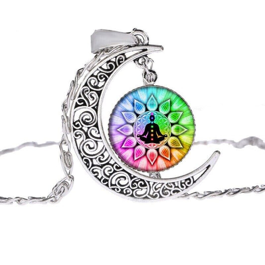 Collana con Ciondolo forma Luna Zen pendolo Chakra per donna ragazza