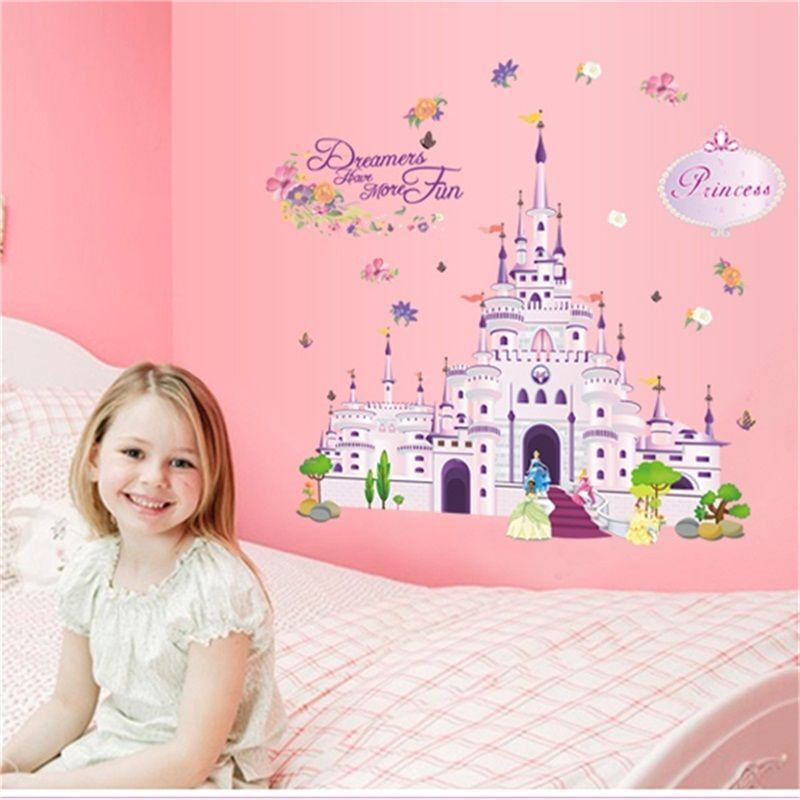 Adesivo Murales parete Cameretta bambini PRINCIPESSA 3D Casa Muro Wall Sticker