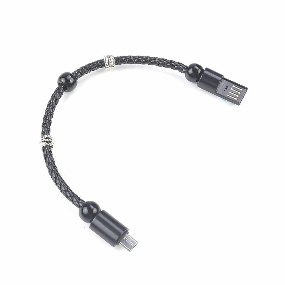 Braccialetto cavo micro USB Ecopelle Charms per ricaricare Smartphone bracciale