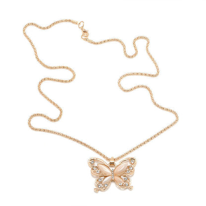 Collana con pendente Ciondolo FARFALLA Butterfly con pietre STRASS Moda DONNA