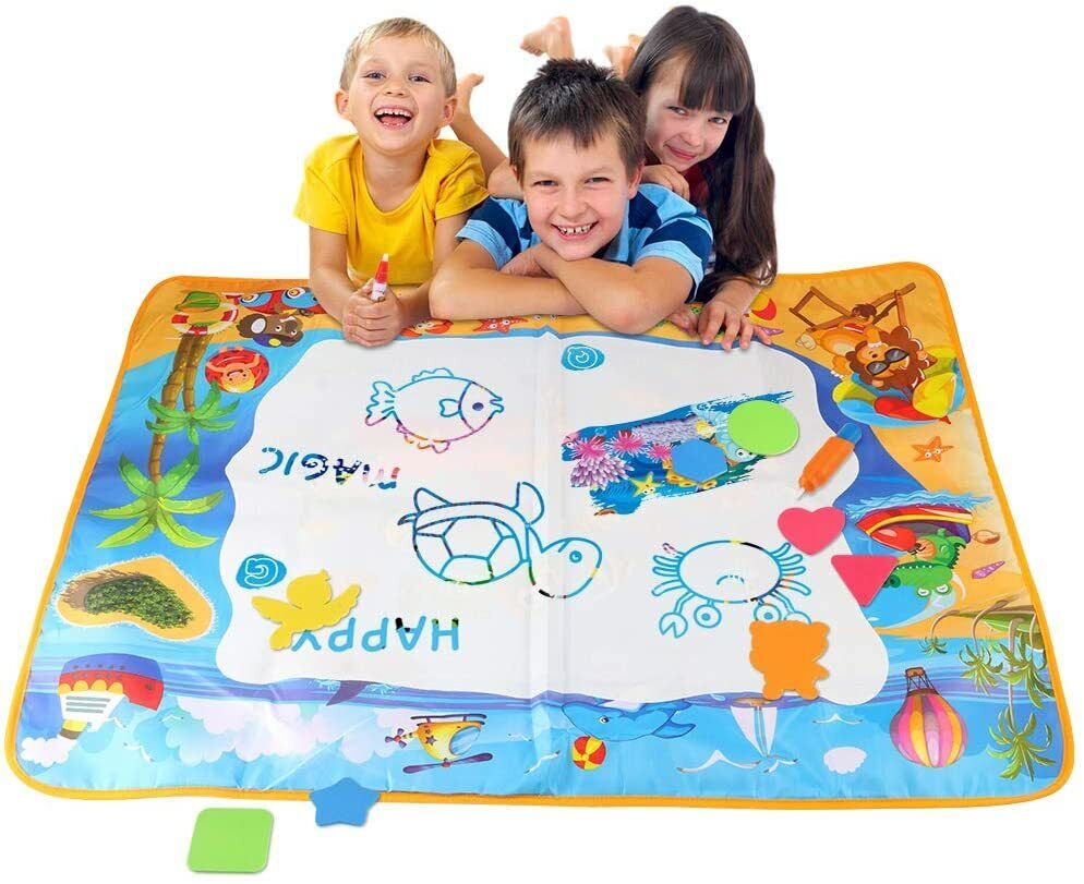 Set Tappeto magico ad Acqua 98x68 cm Doodle Tappetino con pennarello e stampini