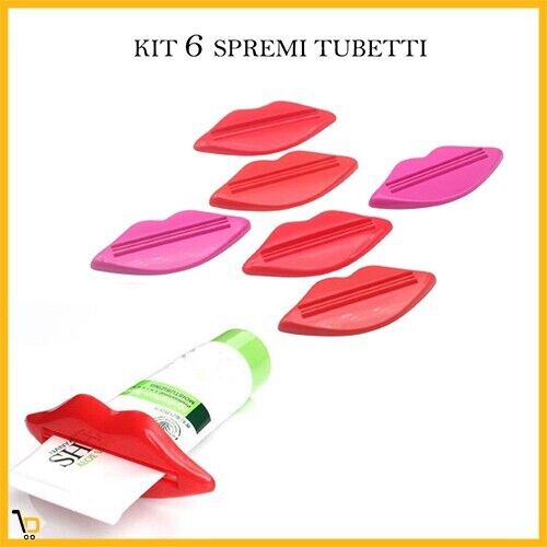 6 Spremi Tubetto a Forma Bocca Red Spremi tubetto dentrificio salse rosso rosa