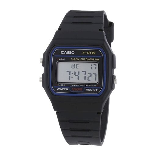 Orologio Vintage CASIO da polso UNISEX cinturino NERO in plastica fibbia cassa