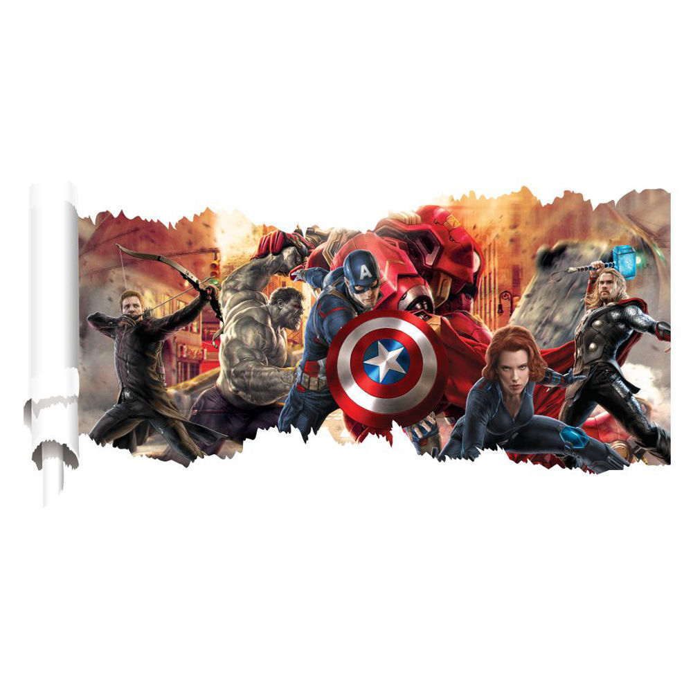 Adesivo Murales parete Cameretta bambini AVENGERS 3D Casa Muro Wall Sticker