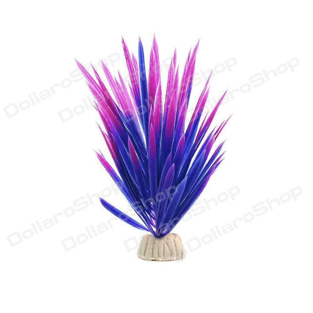 3x Pianta finta per Acquario Piantina Decorazione Artificiale decori Viola 12cm