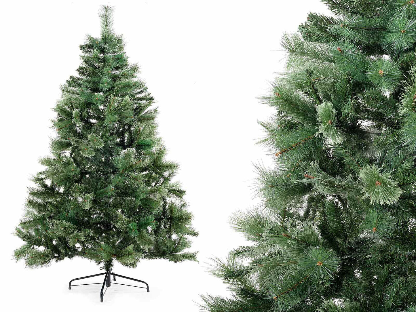 Pino Artificiale H 180 cm 724 Rami Triplo Folto Albero di Natale Verde vintage