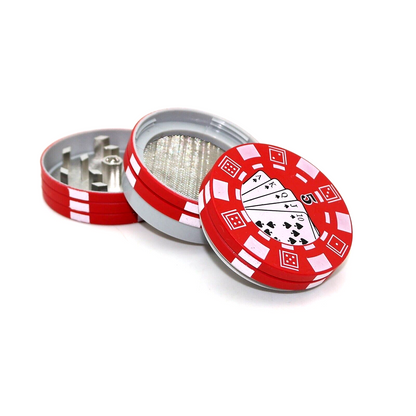 Grinder Tritatabacco Trita Tabacco Poker Rosso in metallo 3 parti idea regalo