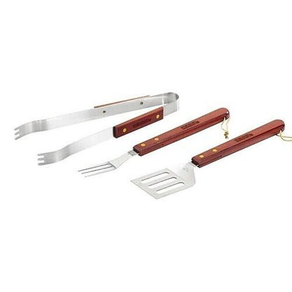 Kit barbecue griglia bbq inox set spatola forchettone pinza campingaz con manico