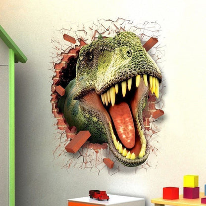 Adesivo Murales parete Cameretta bambini Dinosauro Jurassic Muro Wall Sticker 3D