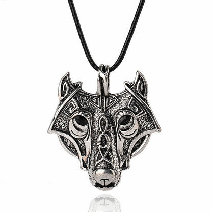 Collana con testa di LUPO in Metallo Silver Elegante UOMO Coraggio Celtica Wolf