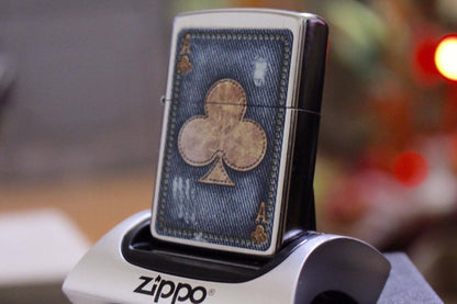 ZIPPO Originale JEANS SHAMROCK Accendino a Benzina DENIM da Collezione Vintage