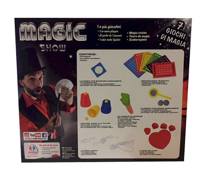 7 Giochi di Prestigio e magia in scatola aspirante mago MAGIC SHOW bambini