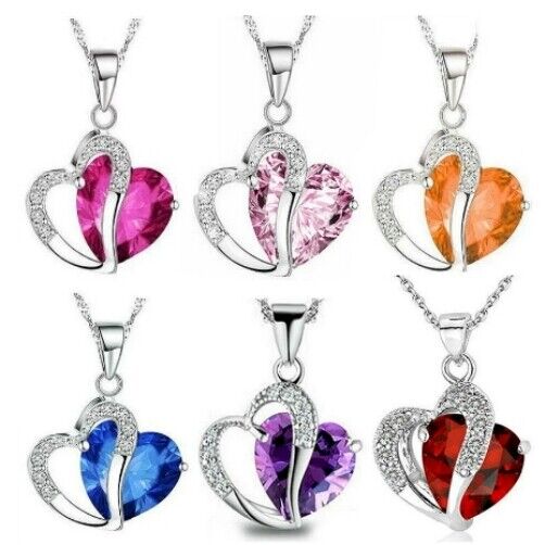 Collana da DONNA con pendente Cuore Strass Ciondolo Ragazza amore romantico