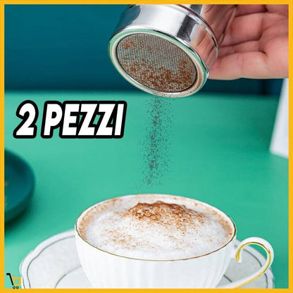 2x Spargicacao in Acciaio per decorazione caffè Cappuccino BAR Barista Cacao