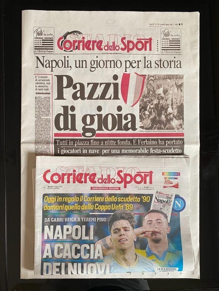 Ristampa CORRIERE dello SPORT NAPOLI Scudetto 1987 1989 Coppa Uefa 1990 Maradona