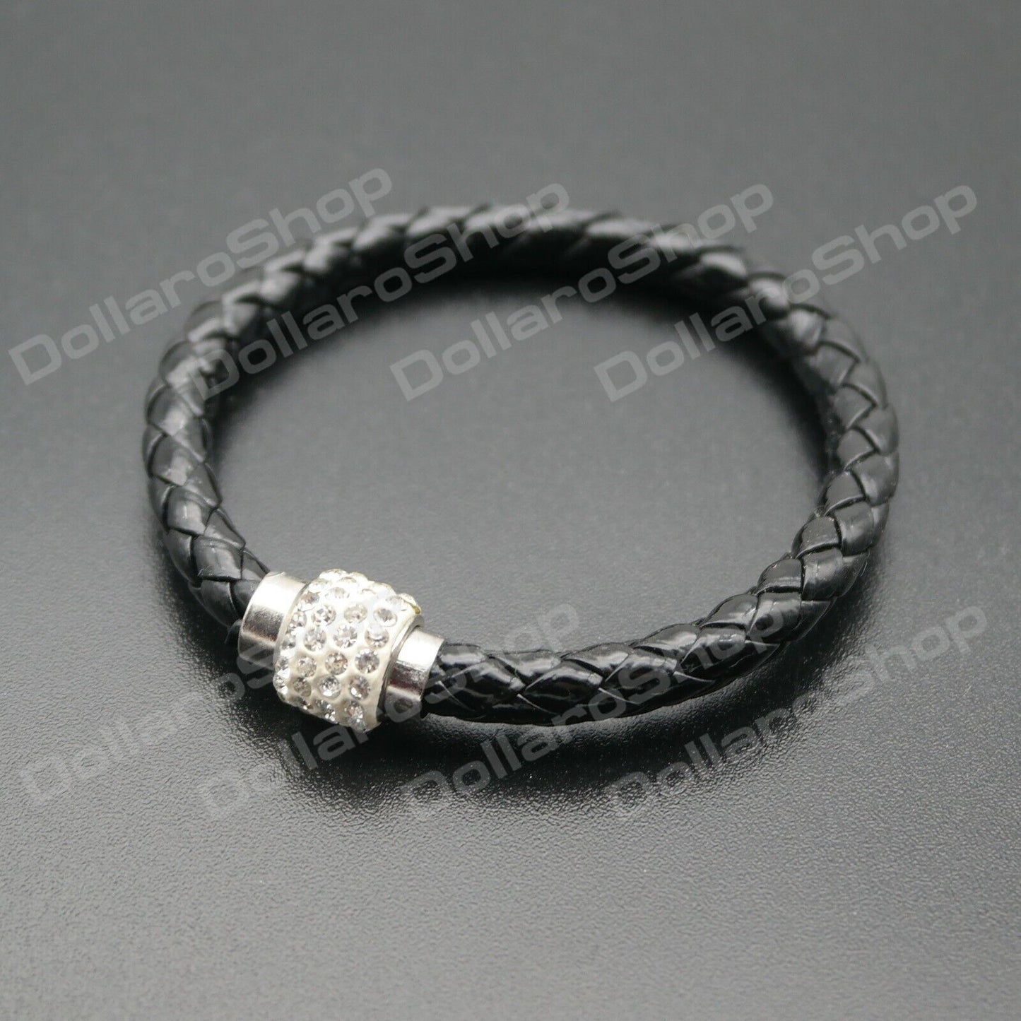 Bracciale da donna sfere Strass intrecciato nero braccialetto da ragazza regalo