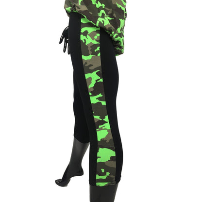 Completo DONNA Leggings + T-Shirt Mimetica Verde Camouflage Taglia Unica Tuta