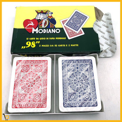 Set 2x Mazzo di carte da gioco Modiano Classiche Ramino e Poker Burraco Scala 40