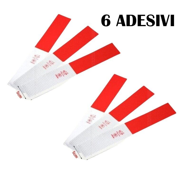 6 Adesivi Strisce RIFLETTENTI 3M Auto per GARAGE 30x5cm Sicurezza Rosso Bianco