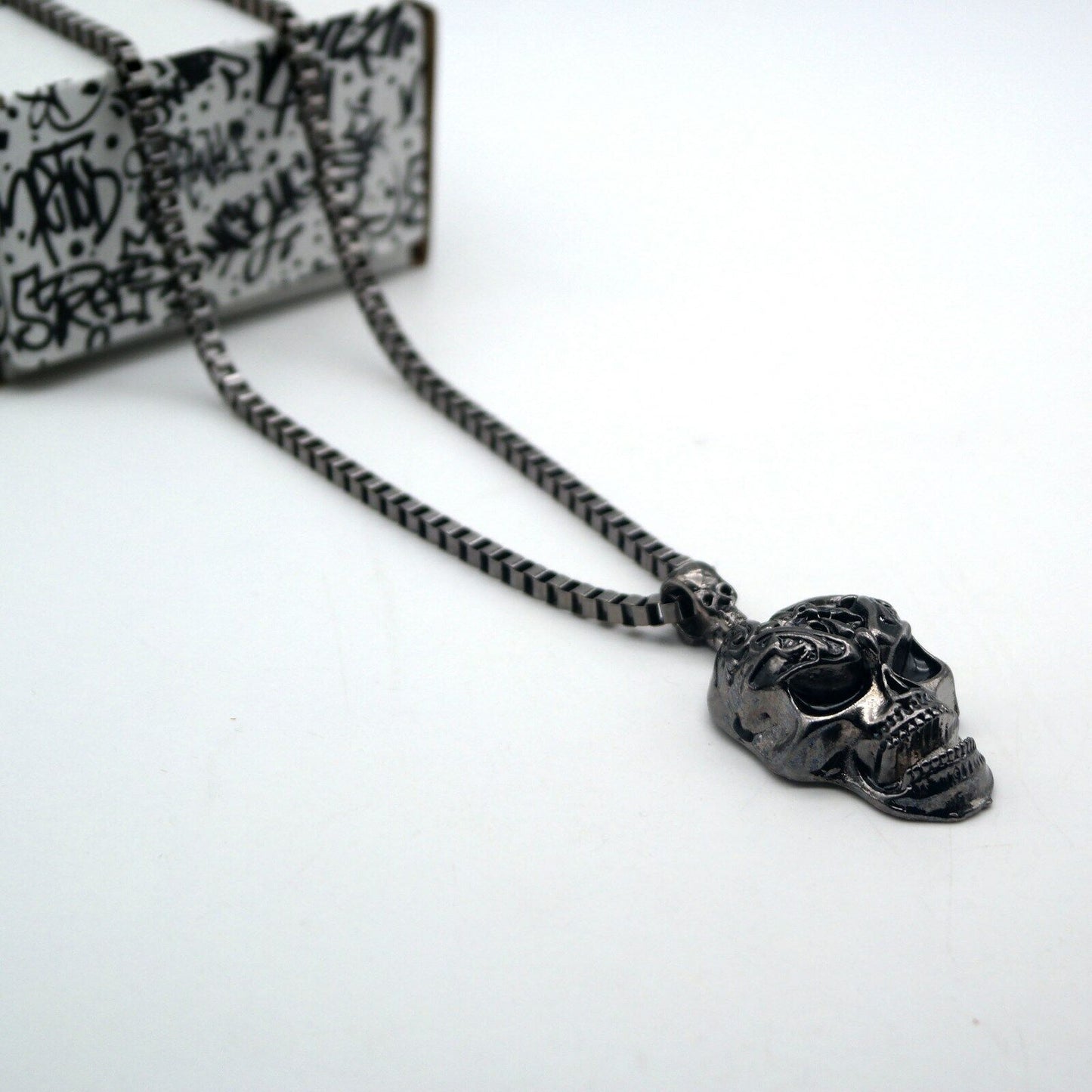 Collana con pendente Ciondolo Cranio Teschio SKULL Moda UOMO Rock Punk