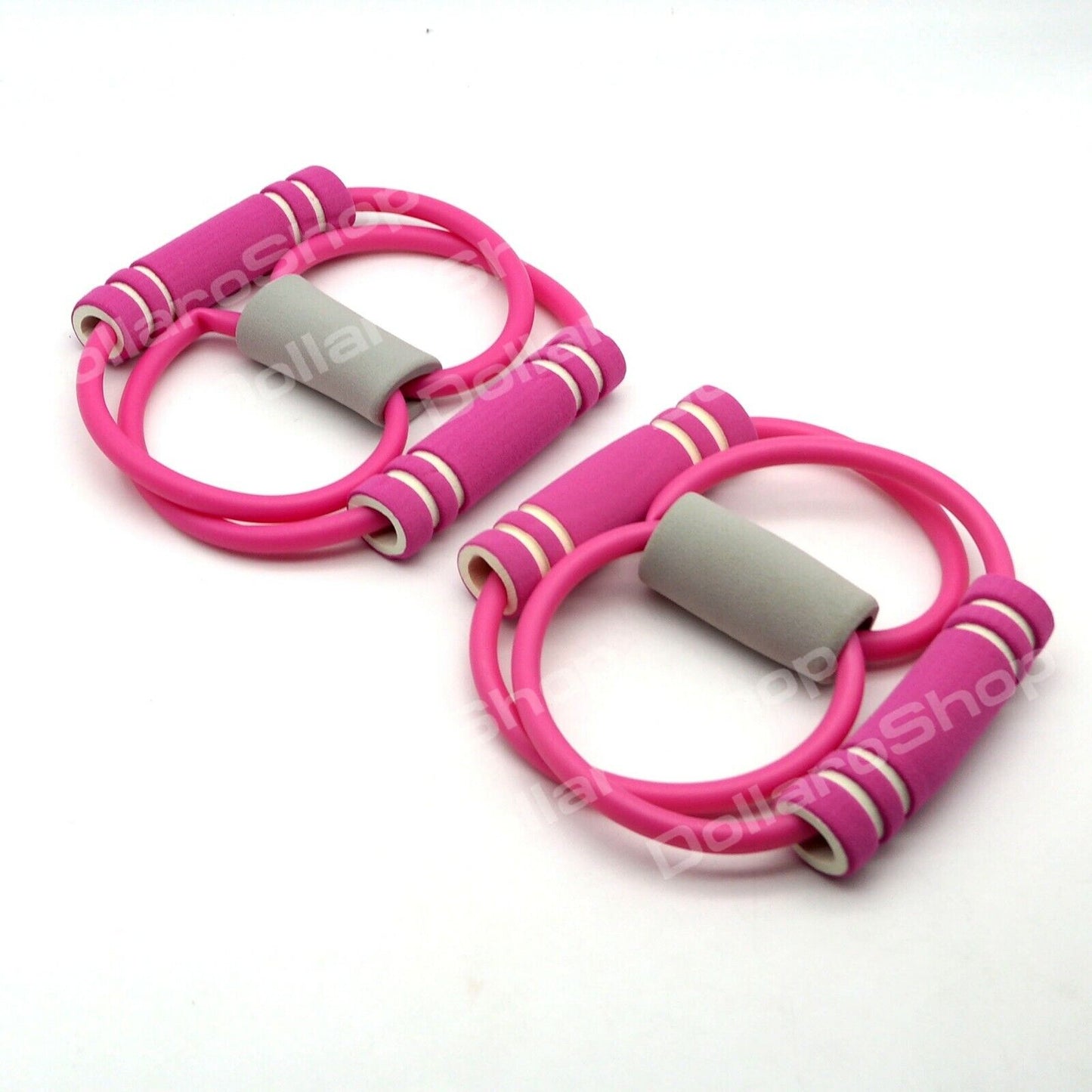 2x Tubo Elastico Rosa Estendibile Fitness Ginnastica Gym Palestra esercizi Yoga