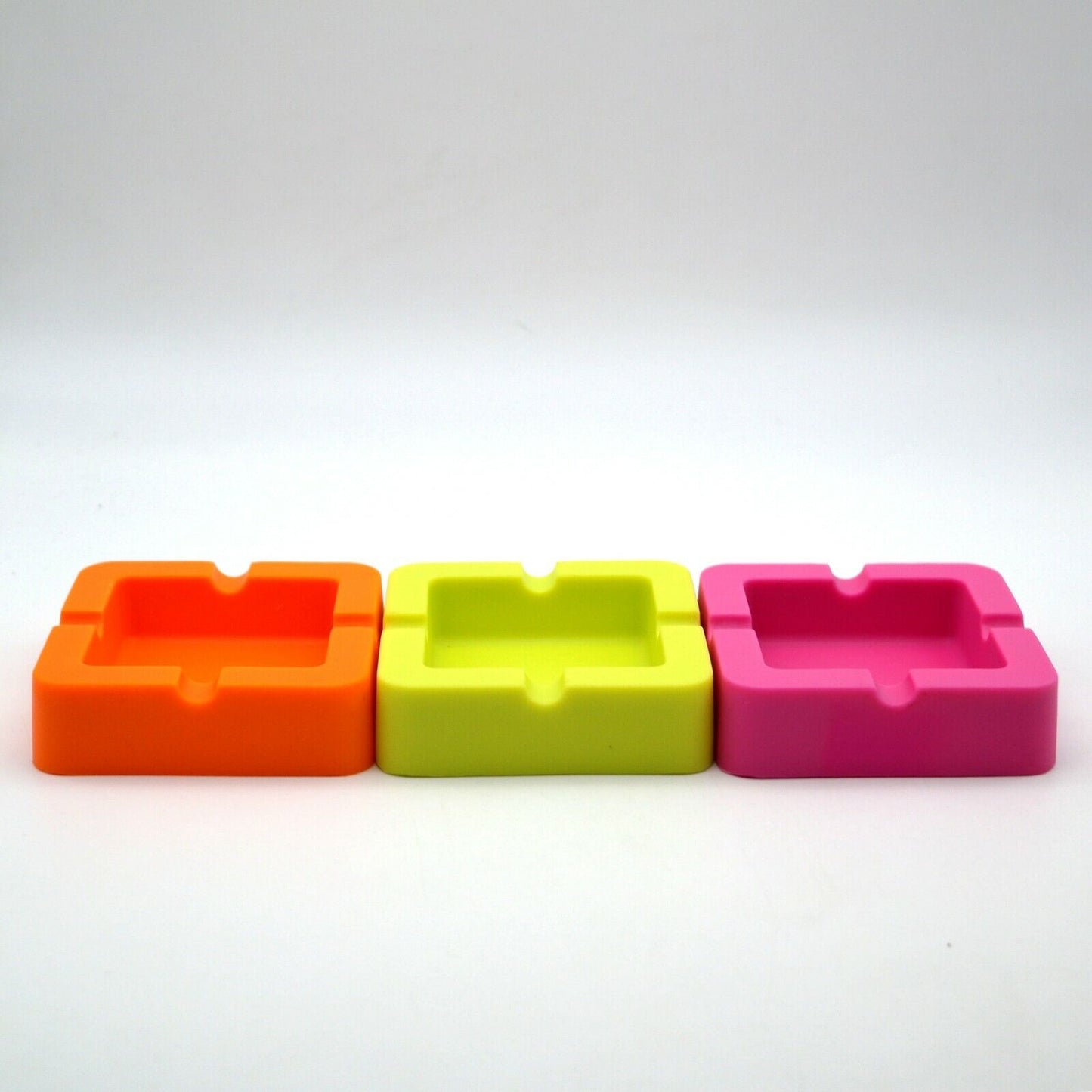 3x Posacenere vari colori posa cenere SILICONE Fluo design rosa arancione giallo