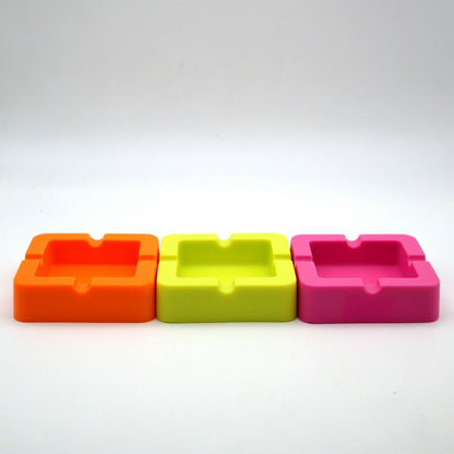 3x Posacenere vari colori posa cenere SILICONE Fluo design rosa arancione giallo