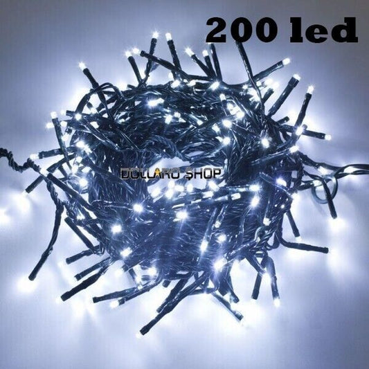 Luci di Natale a Led 200 da Interno color Bianco luce Fredda catena per albero