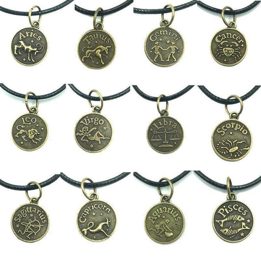 Collana con segno zodiacale catena ciondolo Bronzo Oroscopo Collanina Zodiaco