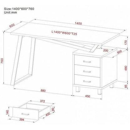 Scrivania per Computer PC in MDF con 3 cassettiera bianco lucido design