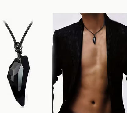 Collana Keoss pendente DENTE di LUPO Stilizzato Cristallo Elegante UOMO Coraggio