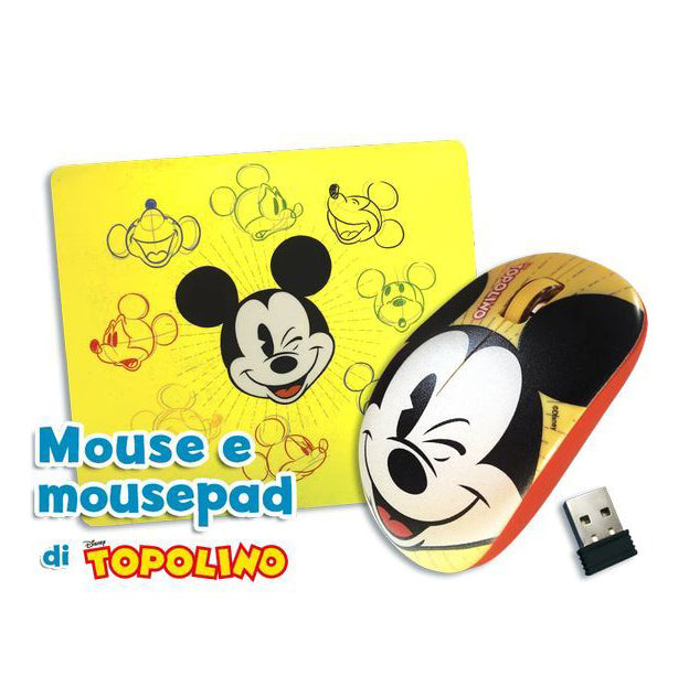 Set Tappetino Mousepad e/o Mouse Usb Wireless di Topolino (Con Topolino 3671+3672)