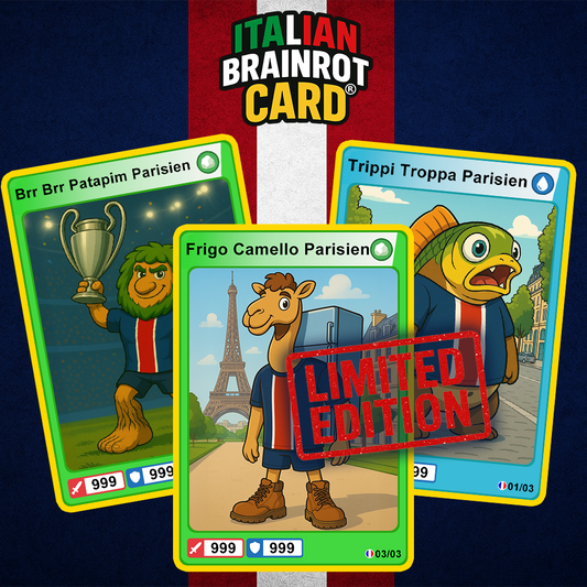 Set 3 Carte LIMITED EDITION di ITALIAN BRAINROT - 🏆 Il PSG vince la Champions.