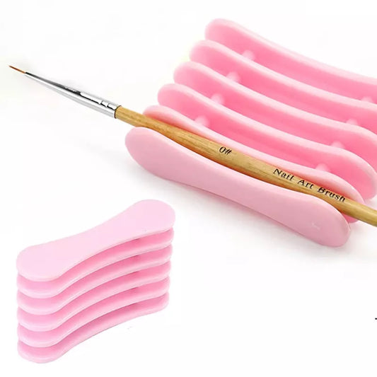 Kit 2 Poggia pennelli in plastica color ROSA per NAIL ART Ricostruzione Unghie