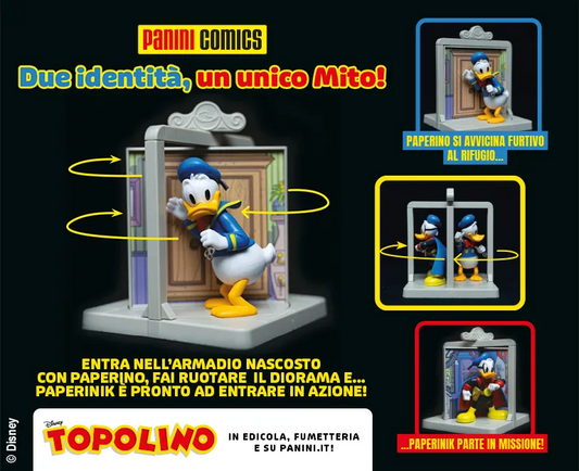Set Completo 2 Fumetti di Topolino: Diorama Paperino e Paperinik - Statua Statuetta 3D